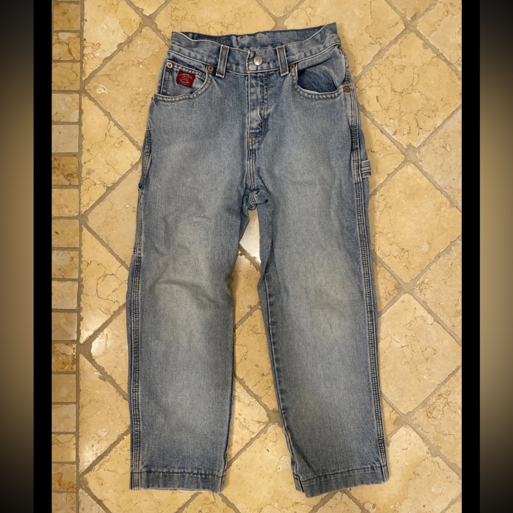 GAP EUC DENIM VTG Sz 7 Carpenters pant snap medium wash straight leg jean high